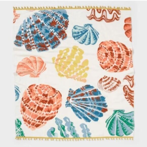 Threshold™ Sea Shells Oversized Jumbo Sand Resistant Cotton Beach Towel 60" x72" - Picture 1 of 5